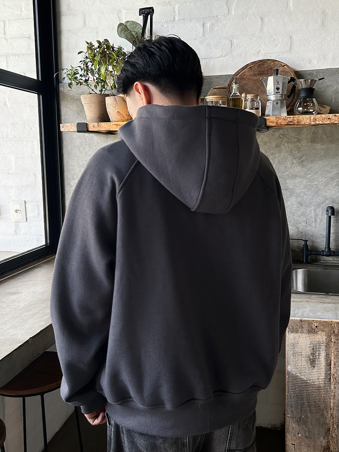 HOODIE ZIP BUNY DARK GRAY